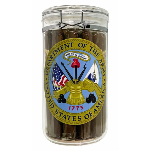 Image of US Army Acrylic Cigar Jar Humidor Humidifier + 20 Army Churchill Cigars