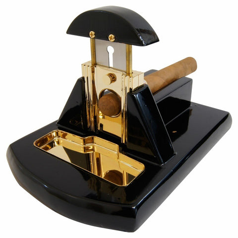 Image of Desk Cigar Cutter Glossy Black with Gold