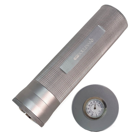 Image of Cigar Boulevard Cigar Travel Humidor Aluminium Tube with Hygrometer and Humidifier 3 - 5 Cigar Capacity