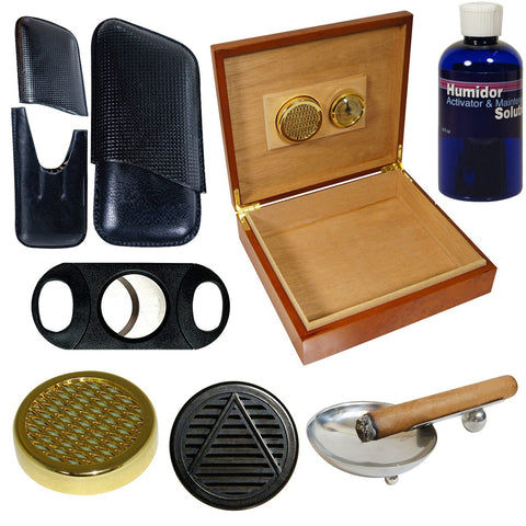 Image of Combo Tampa (25 Cigar Humidor, Leather Case, Humsol, Humidifiers, Cutter)