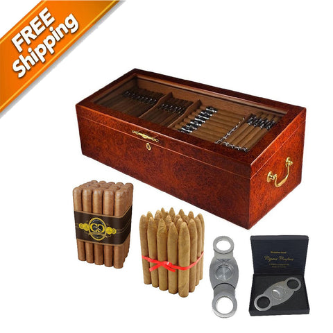 Image of Combo Super 150 (4 Bin Display Humidor for 150 Cigars, 2 Cigar Bundles & Perfect Cutter)