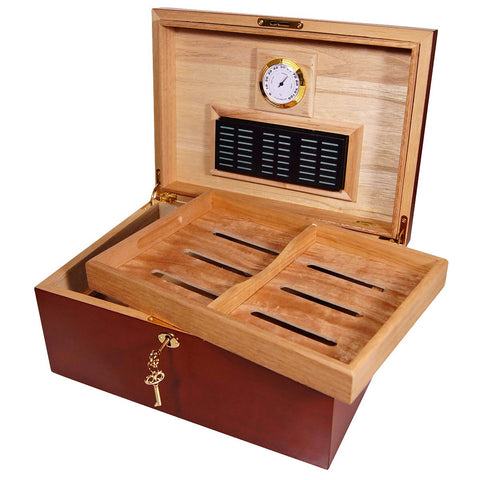 Image of Cuban Crafters Clasico Rojo Cherrywood Cigar Humidor for 100 Cigars