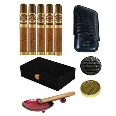 Image of Combo H. Upmann Vintage (Humidor, Pack of 5 cigars, 2 humidifier, Leather Case & Ashtray)