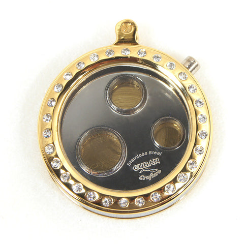 Image of 3 Size Round Cigar Punch in Gold With Diamond Frame - Cigar boulevard