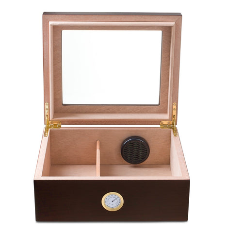 Image of "LE ISLE" Glasstop Mahogany Humidor for 40 Cigars