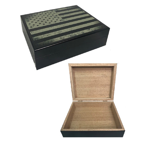 Image of Cigar Humidor USA Flag Black Print