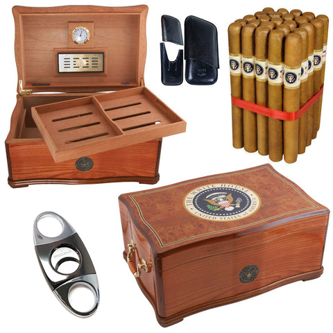 Image of White House Humidor Gift Set Combo Presidente - Free Shipping