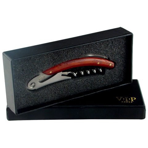 Image of Stainless Steel Wine Corkscrew With Wood Handles in Gift Box - Cigar boulevard