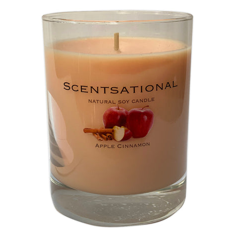 Image of Scented Soy Candles APPLE CINNAMON (11 oz) eliminates smoke, household and pet odors. - Cigar boulevard