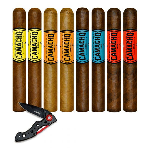 Image of Camacho SAMPLER Bold Anytime TORO 6 X 50 Pack of 8 with tactical knife