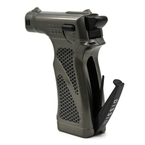 Image of DISSIM HAMMER SOFT Flame Cigar Lighter Silver, Blue & Gun Metal