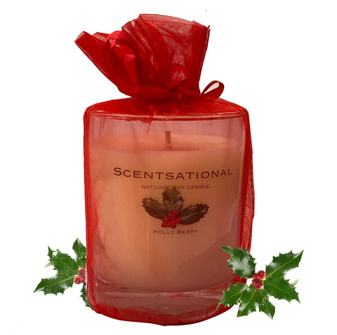 Image of Scented Soy Candles HOLLY BERRY (11 oz) eliminates smoke, household and pet odors. - Cigar boulevard