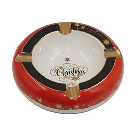 Ashtrays MERRY CHRISTMAS White Porcelain with Golden Grooves