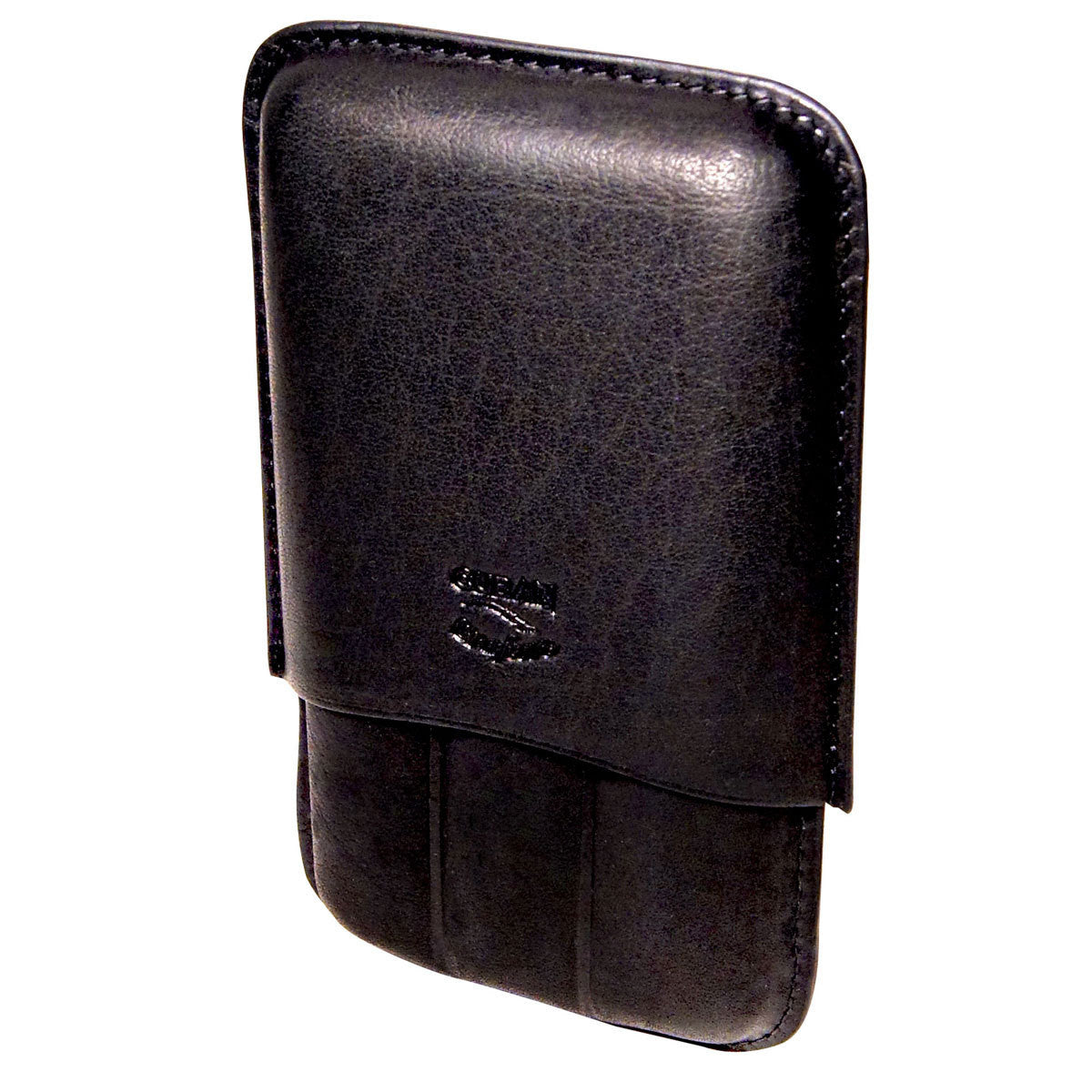 Black Cigar Case 3 Fingers Oil Buffed Leather - Cigar boulevard