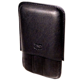 Black Cigar Case 3 Fingers Oil Buffed Leather - Cigar boulevard