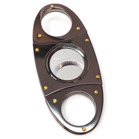 Cigar Boulevard Cigar Cutter SHIMY GUN Metal Oval Shape Double Stainless Steel Blades O Round Handles