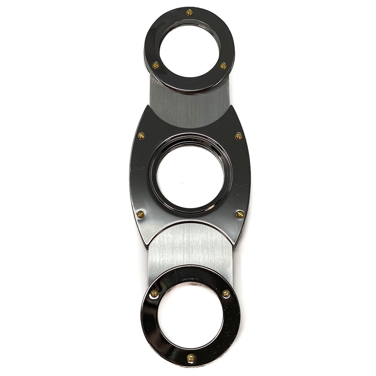 Cigar Boulevard Cigar Cutter Gun Metal Double Stainless Steel Blades O Round Handles