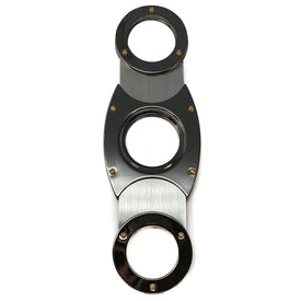 Cigar Boulevard Cigar Cutter Gun Metal Double Stainless Steel Blades O Round Handles