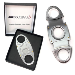 Cigar Boulevard Cigar Cutter Metal Antique Style Double Stainless Steel Blades O Handles