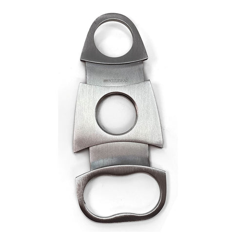 Image of Cigar Boulevard Cigar Cutter Stainless Steel Body and Doble Blades 2 Fingers Handle Side