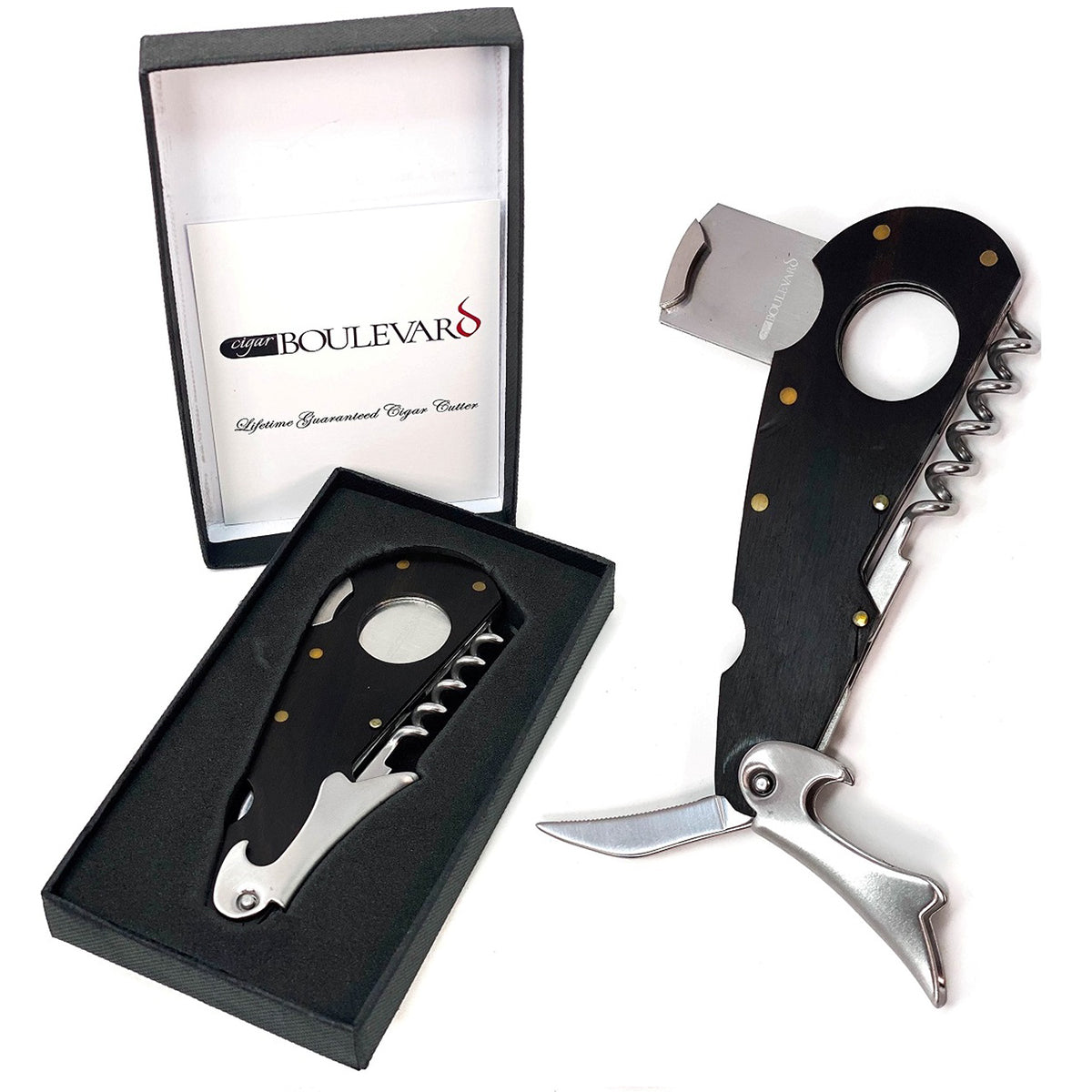 Cigar Boulevard Cutter Multi Tool With Wine Opener and Saw Blade