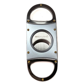 Cigar Boulevard Cigar Cutter Silver Deluxe Double Stainless Steel Blades Gun Metal Handles