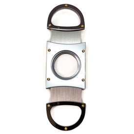 Cigar Boulevard Cigar Cutter Silver Deluxe Double Stainless Steel Blades Gun Metal Handles