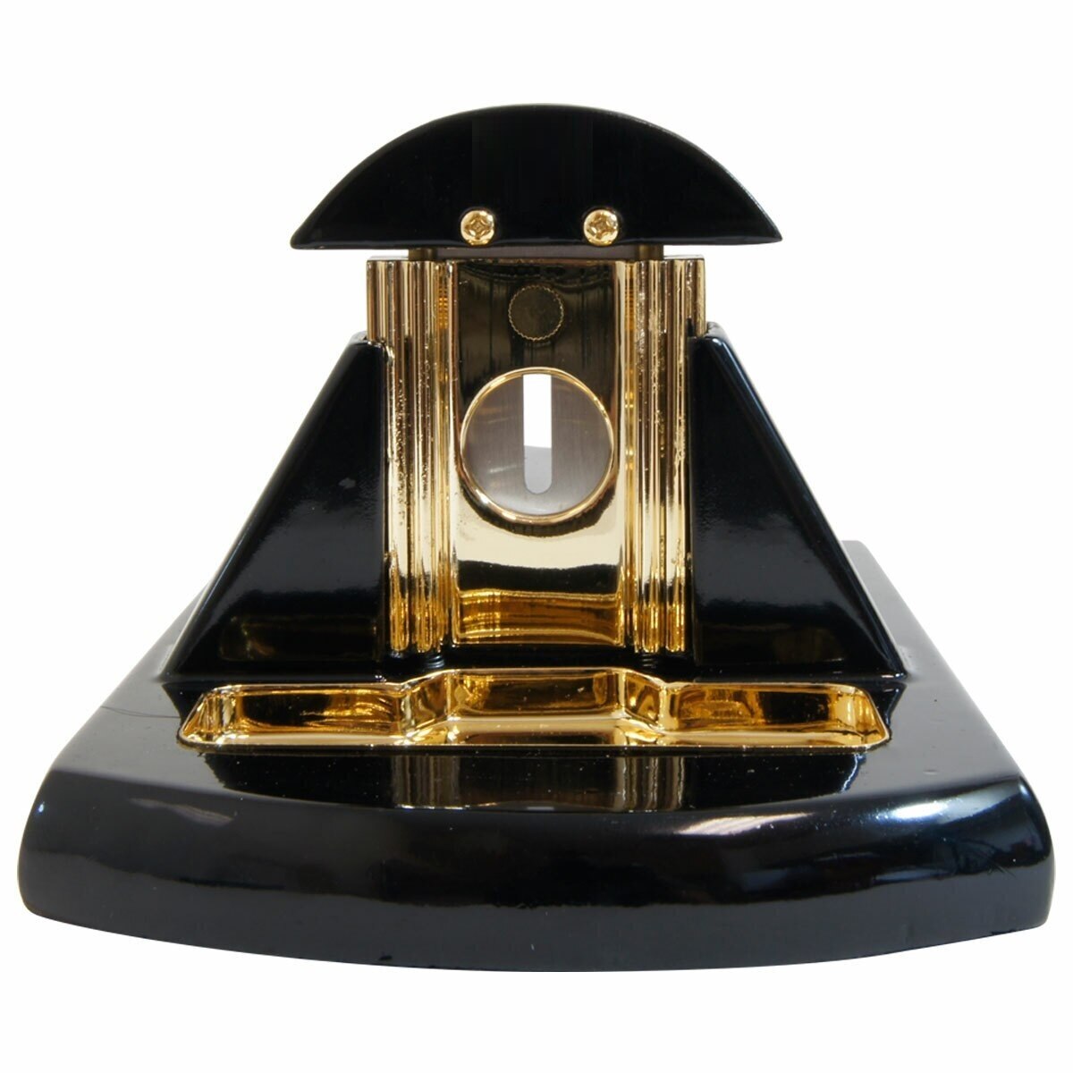 Desk Cigar Cutter Glossy Black with Gold