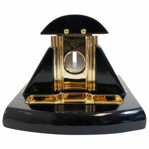 Desk Cigar Cutter Glossy Black with Gold