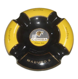 Ashtray COHIBA BLACK MADURO Porcelain with Four Wide Grooves