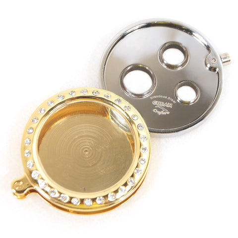 Image of 3 Size Round Cigar Punch in Gold With Diamond Frame - Cigar boulevard