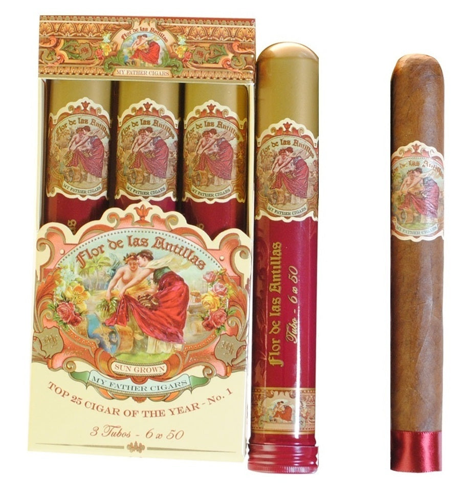 Combo Hijo (3 Cigars Flor De las Antillas 50 X 6 Toro Tube, 40 Perfect Cutter, Ashtray and Lighter )