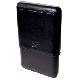 Cigar Case Capriano Hard Top Black Leather for 5 Cigars