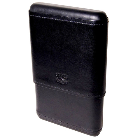 Image of Capriano Hard Top Cigar Case for 5 Cigars Black Leather - Cigar boulevard
