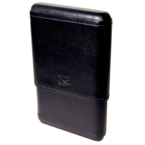 Capriano Hard Top Cigar Case for 5 Cigars Black Leather - Cigar boulevard