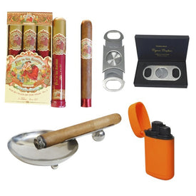 Combo Hijo (3 Cigars Flor De las Antillas 50 X 6 Toro Tube, 40 Perfect Cutter, Ashtray and Lighter )