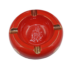 Ashtrays ALL YOU NEED IS LOVE Red Porcelain with Golden Grooves