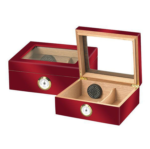 Image of "LE ISLE ROUGE" Glasstop Red Highgloss Humidor for 40 Cigars