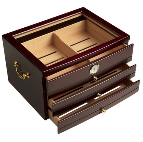Image of "LE MONTMARTRE" Mahogany Drawers Desktop Humidor for 100 Cigars