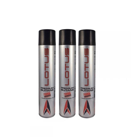 Pack of 3 Lotus Butane Refill SMALL for Lighters Ultra 6X with Universal Adapters.