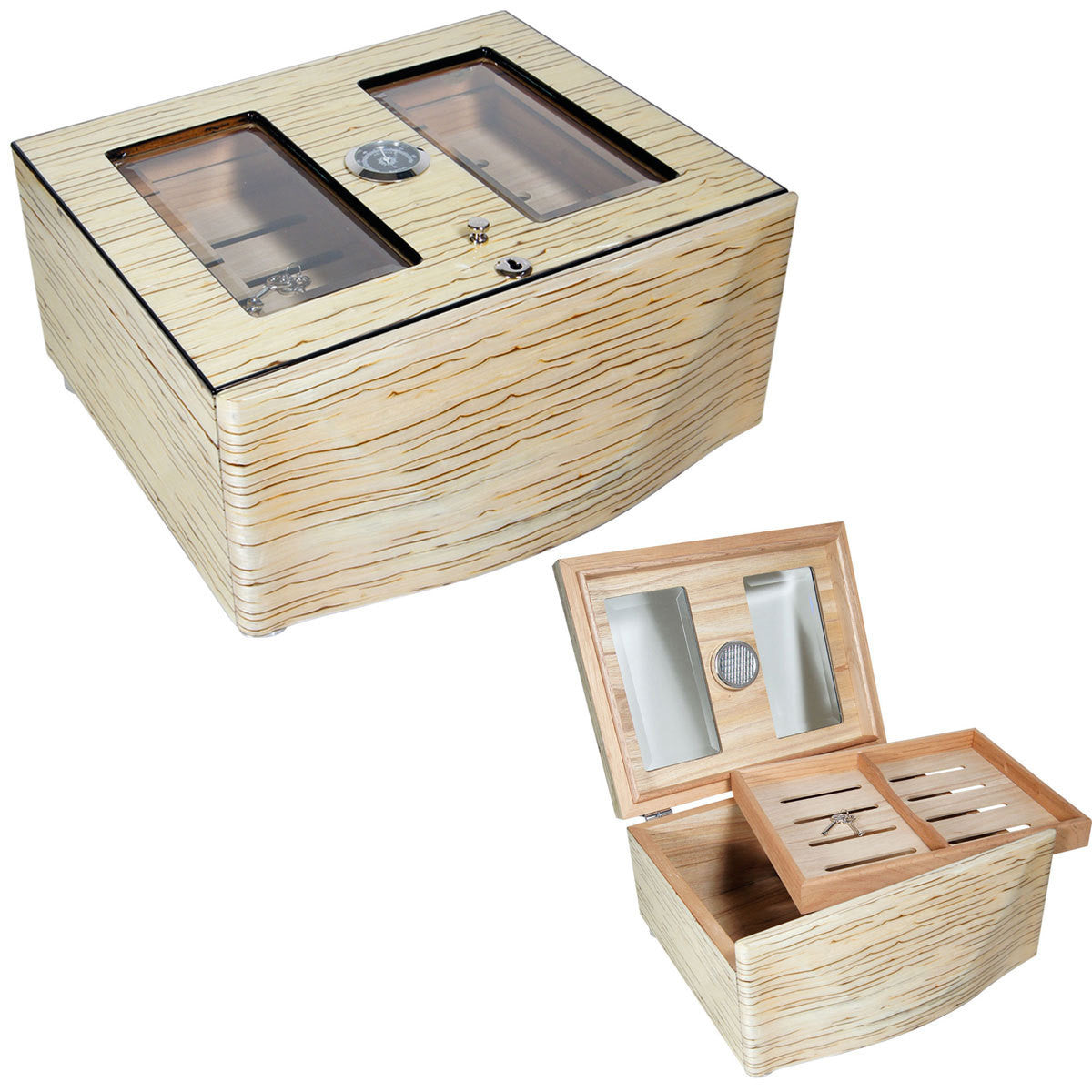 Designer Humidor Moderno Blanco Grande White Ice Humidors for 120 Cigars - Cigar boulevard