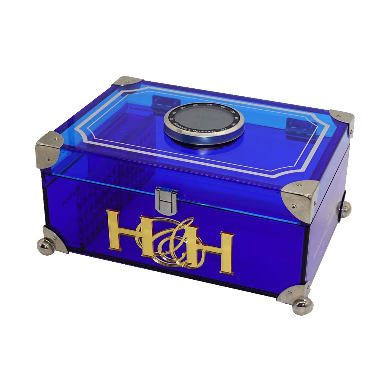 The Acrylic Humidor with Digital Hygrometer and Cedar Balls 50 Cigars Capacity