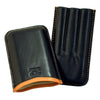 Cigar Case Leather Roma Black Saddle 3 Cigars - Cigar boulevard