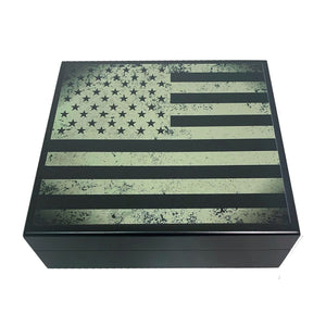 Cigar Humidor USA Flag Black Print