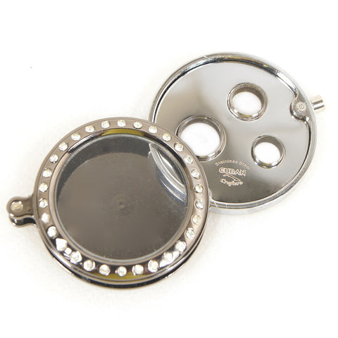 Image of 3 Size Round Cigar Punch in Silver With Diamond Frame - Cigar boulevard