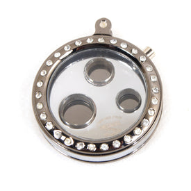 3 Size Round Cigar Punch in Silver With Diamond Frame - Cigar boulevard