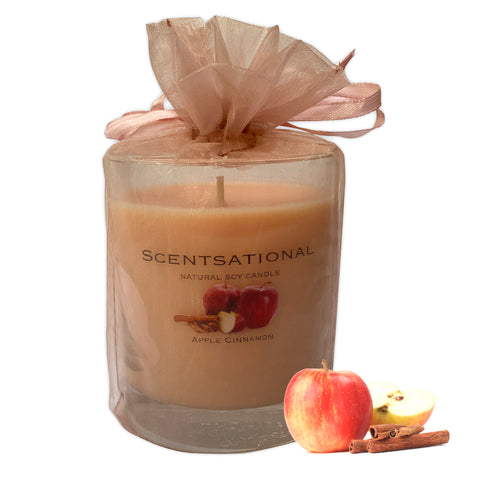 Image of Scented Soy Candles APPLE CINNAMON (11 oz) eliminates smoke, household and pet odors. - Cigar boulevard