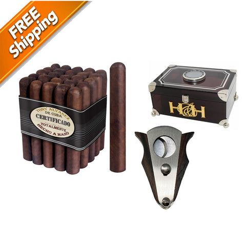Image of Cigars Crafters Combo Cubano Cigar Humidor with Cigars Gift Set