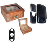 Combo Deluxe (Glass Top Humidor 40 Cigars, Leather Case and V-Cutter)