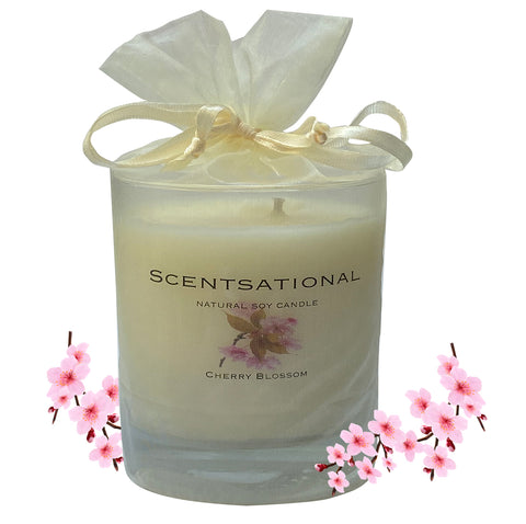 Scented Soy Candles CHERRY BLOSSOM (11 oz) eliminates smoke, household and pet odors.